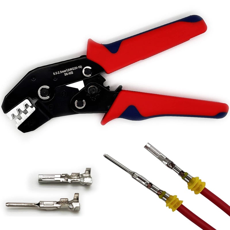 Twippo Crimping Tool with Ratchet  Ratcheting Wire Crimper Tool for Open Barrel Terminal Connectors  Electrical Crimping Tool  Crimping Pliers for 20-14 AWG - Image 1